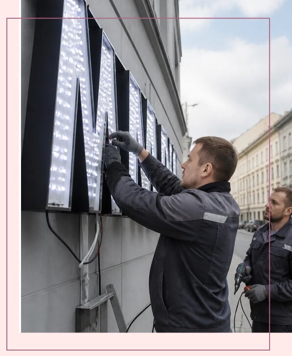 Изготовление и монтаж светодиодных LED вывесок в Киселёвске